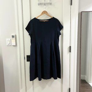 Vintage Pocketed Navy Linen Sundress